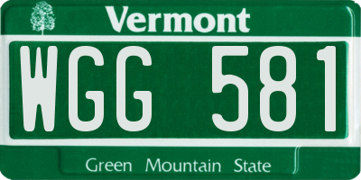 VT license plate WGG581
