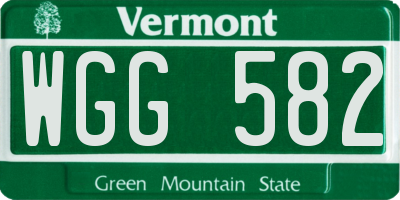 VT license plate WGG582