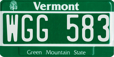 VT license plate WGG583