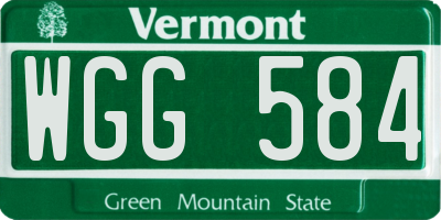 VT license plate WGG584