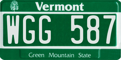 VT license plate WGG587