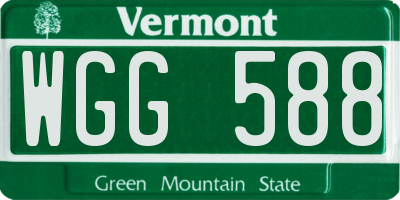 VT license plate WGG588