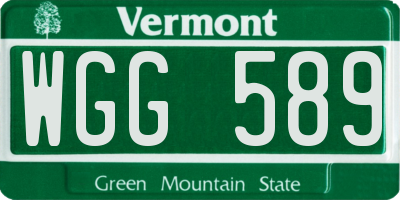 VT license plate WGG589