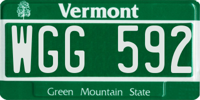 VT license plate WGG592