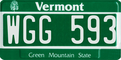 VT license plate WGG593