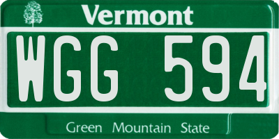 VT license plate WGG594
