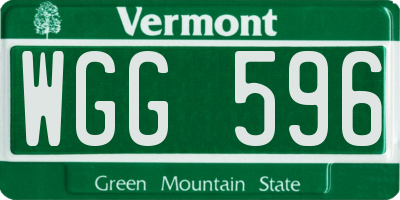 VT license plate WGG596