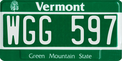 VT license plate WGG597