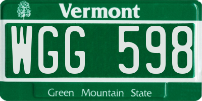 VT license plate WGG598