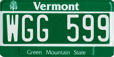 VT license plate WGG599