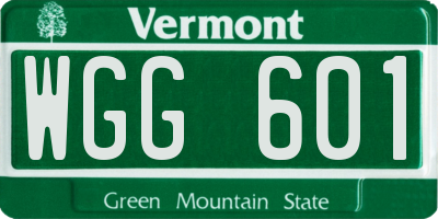 VT license plate WGG601