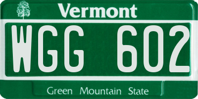 VT license plate WGG602