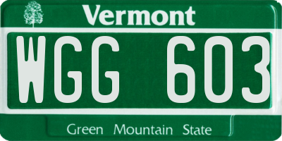 VT license plate WGG603