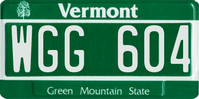 VT license plate WGG604