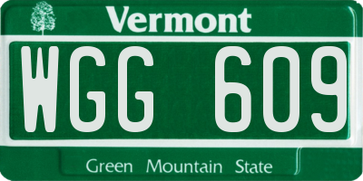 VT license plate WGG609