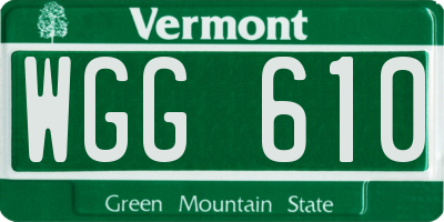 VT license plate WGG610