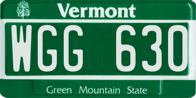 VT license plate WGG630