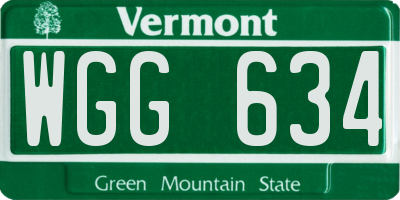 VT license plate WGG634