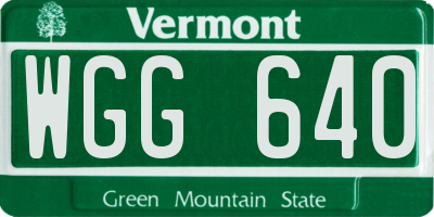 VT license plate WGG640