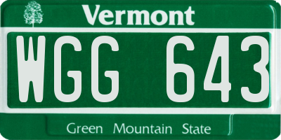 VT license plate WGG643
