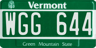 VT license plate WGG644