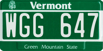 VT license plate WGG647