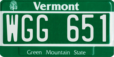 VT license plate WGG651