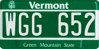 VT license plate WGG652