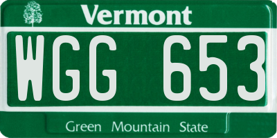 VT license plate WGG653