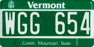 VT license plate WGG654