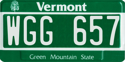 VT license plate WGG657
