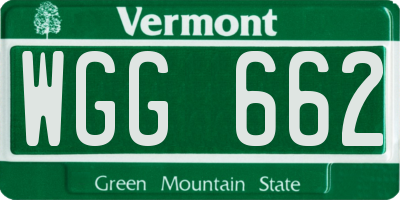 VT license plate WGG662