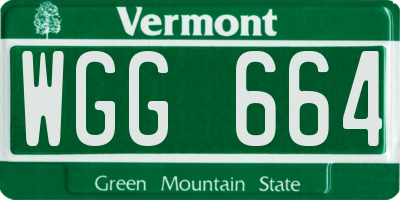 VT license plate WGG664