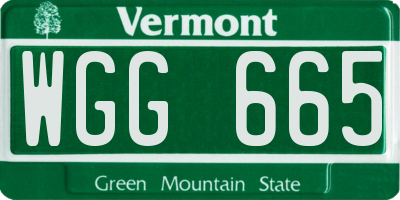 VT license plate WGG665