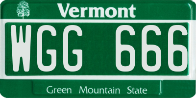 VT license plate WGG666