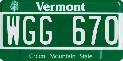 VT license plate WGG670