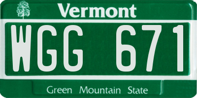 VT license plate WGG671