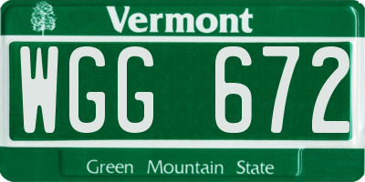 VT license plate WGG672