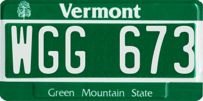 VT license plate WGG673