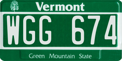 VT license plate WGG674