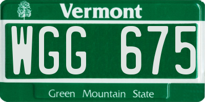 VT license plate WGG675