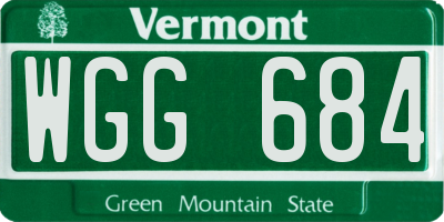 VT license plate WGG684