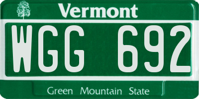 VT license plate WGG692