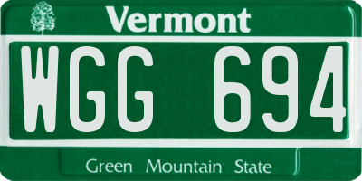 VT license plate WGG694