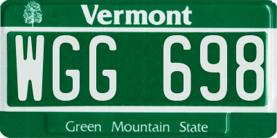 VT license plate WGG698