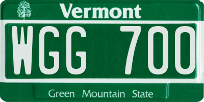 VT license plate WGG700