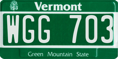 VT license plate WGG703