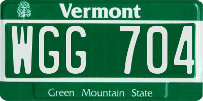 VT license plate WGG704