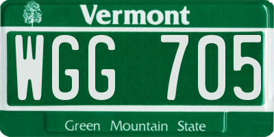 VT license plate WGG705