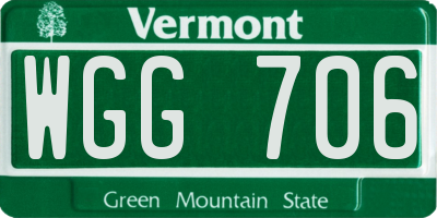 VT license plate WGG706